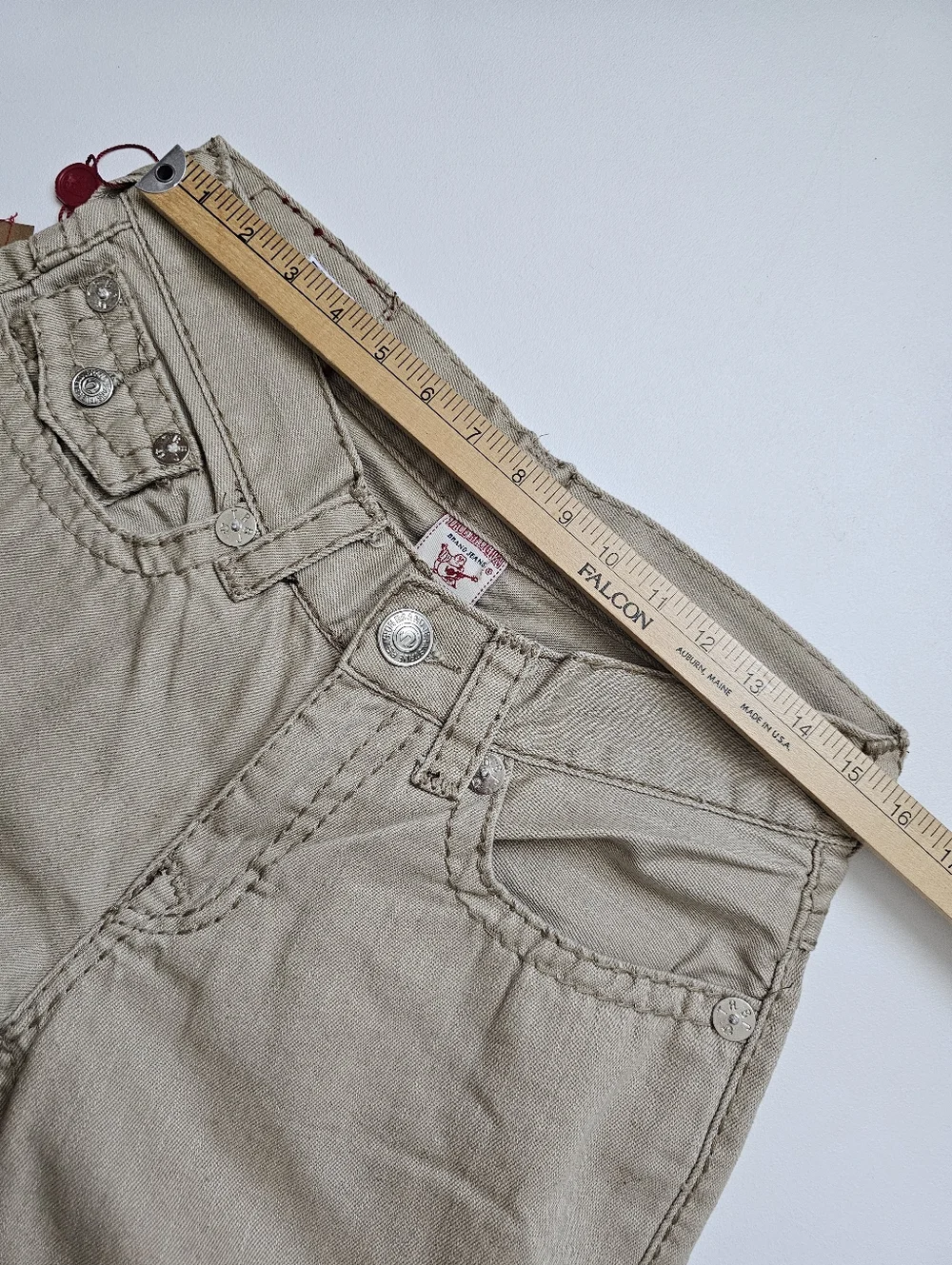 True Religion Ricky Beige Straight Leg Jeans Made in USA Y2K Size 32 Classic NWT